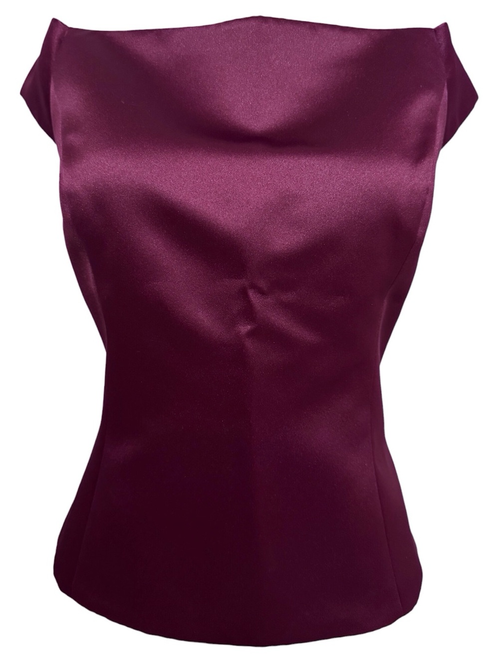 Vintage Y2K Options By Shani Wine Red Satin Off Shoulder Cap Sleeve Top 10